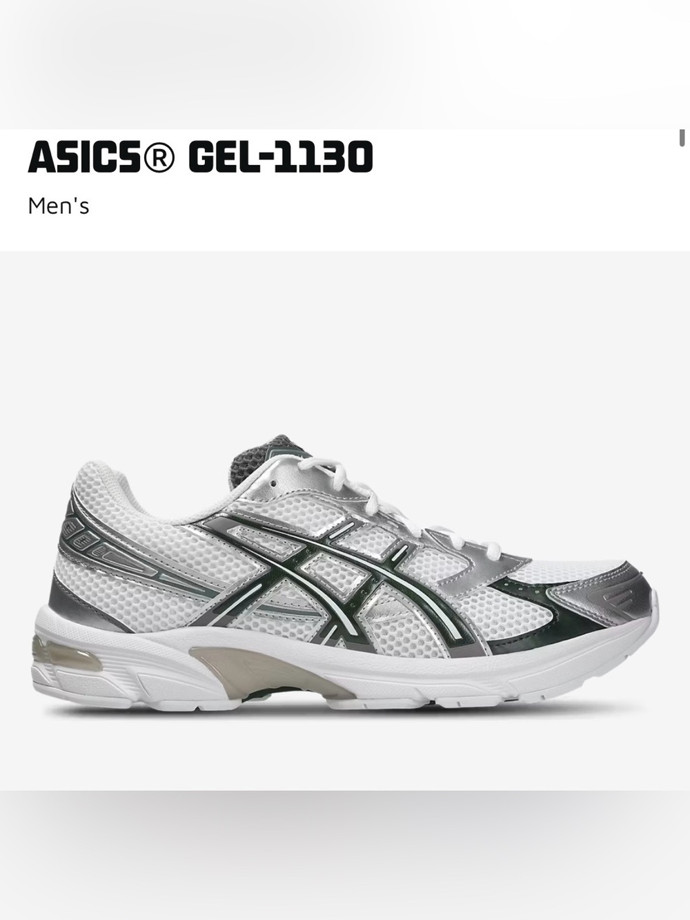 Asics Men's White, Silver & Dark Green Athletic Running Shoes